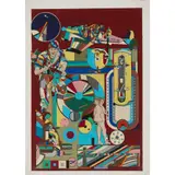 Eduardo Paolozzi, UNTITLED (MILITARY MACHINE), Hand-coloured print, gouache on paper