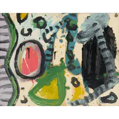 Alan Davie, OSTRICH WRITING, 1960, oil on paper laid on canvas
