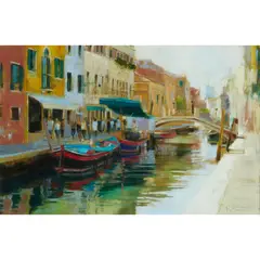 Jack Morrocco, GREEN GROCER'S BARGE, RIO DI SAN BARNABA, VENICE, oil on canvas