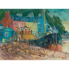 James Watt, THE PIER, TOBERMORY, oil on canvas