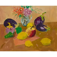 David McClure, FLOWERS, FRUIT AND VEGETABLES - MALTA, oil on board
