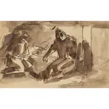 Josef Herman, MINERS UNDERGROUND, Ink and wash
