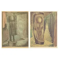 William McCance, TWO PRINTS: THE CENSOR - 1949 & THE CENSOR NO. 2, 1950, The Censor: Linocut in four colours, 1/30