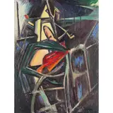 William McCance, FORCE X, OR DIKS RAC (THE ACCIDENTAL APPROACH), 1961, oil on board