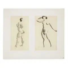 William McCance, FOUR NUDE STUDIES, 1930, pencil and charcoal, mounted together in pairs (4)