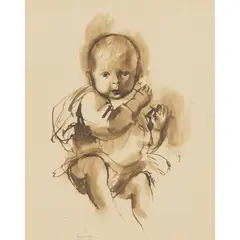 Bernard Meninsky Painter, STUDY OF A YOUNG CHILD, 1919, ink and wash