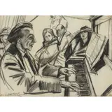 Laura Knight, RUTLAND BOUGHTON AT THE PIANO, 1923, charcoal