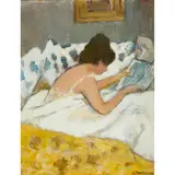 Charles James McCall, WOMAN READING, 1980, mixed media on board