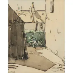 Ernest Archibald Taylor, IN CORBIES SLAP, KIRKCUDBRIGHT, conté and watercolour