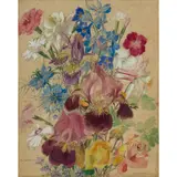 Katherine Cameron, SUSSEX GARDEN, watercolour and pencil on textured buff paper