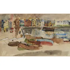 Penelope Beaton, THE PROMENADE, ink and pen and watercolour
