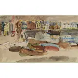 Penelope Beaton, THE PROMENADE, ink and pen and watercolour
