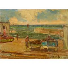 Patrick Downie, DUNBAR HARBOUR, 1925, oil on canvas board