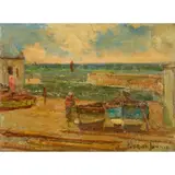 Patrick Downie, DUNBAR HARBOUR, 1925, oil on canvas board
