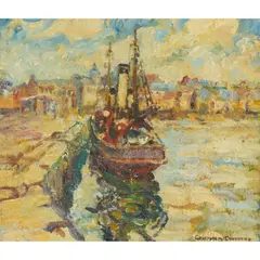 Gertrude Mary Coventry, THE HARBOUR, oil on canvas