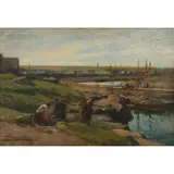 Archibald David Reid, SORTING THE CATCH AT WHITEHILLS HARBOUR, Oil on board