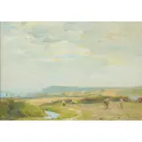 William Miller Frazer, MAGDALENE FIELDS GOLF CLUB, BERWICK-UPON-TWEED, oil on canvas board
