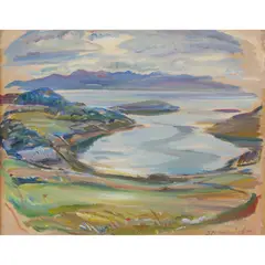 David Macbeth Sutherland, THE DISTANT HILLS OF SKYE, oil on board