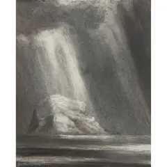 Matthew Draper, PASSING RAYS: A STUDY OF BASS ROCK, 2017, charcoal