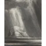 Matthew Draper, PASSING RAYS: A STUDY OF BASS ROCK, 2017, charcoal