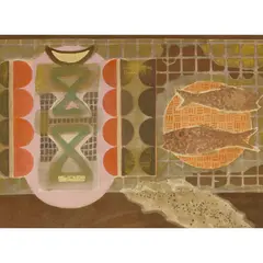 William Hunter Littlejohn, FISH SHRINE, MOONRISE II, 1990, mixed media on paper