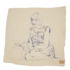 Alasdair Gray, MARY BLISS READING, Biro on paper