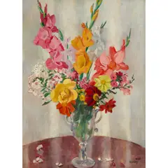 Philip Naviasky, STILL LIFE WITH GLADIOLI, oil on canvas