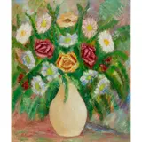 Donald Bain, STILL LIFE WITH ROSES AND DAISIES, oil on canvas