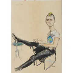 MICHAEL CLARKE by Emilio Coia, pencil and pastel on paper, sold Jun 2025