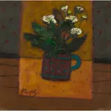 Sandy Murphy, JUG OF WHITE FLOWERS, oil on board