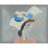 David Michie, GIRL WITH FISH HAT, oil on board