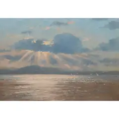 William Burns, SUN BREAKING THROUGH THE CLOUDS, oil on board
