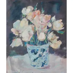 Jane Soeder, CHRISTMAS ROSES, 1993, oil on board