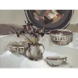 Ethel Walker, BLACK IRIS AND SILVER, gouache