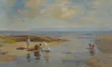 William Miller Frazer, CHILDREN PLAYING AT THE MOUTH OF THE BLACKWATER RIVER, oil on canvas