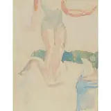 John Duncan Fergusson, WOMAN BATHING, CHÂTEAU DES ENFANTS, EDEN ROC, CAP D'ANTIBES (MARGARET MORRIS, PREPARING TO JUMP), Watercolour