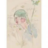 John Duncan Fergusson, IN THE GARDEN, pencil and watercolour