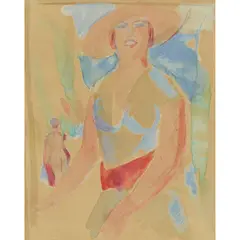 John Duncan Fergusson, THE RED BELT, Watercolour