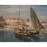 William Marshall Brown, UNLOADING THE CATCH, LEITH, oil on canvas