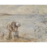 Robert Gemmell Hutchison, FEEDING THE GULLS, oil on board