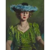 Archibald A. McGlashan, THE BLUE HAT - PORTRAIT OF MRS ALEXANDER MUIR, oil on canvas