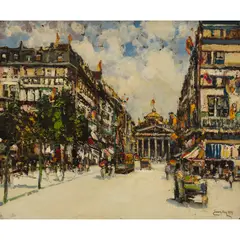 James Kay, A BUSY STREET SCENE, PARIS, oil on board