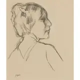 Samuel Peploe, PARISIENNE IN PROFILE, charcoal