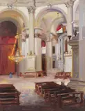 Francis Cadell, INTERIOR - SANTA MARIA DELLA SALUTE, VENICE, oil on canvas