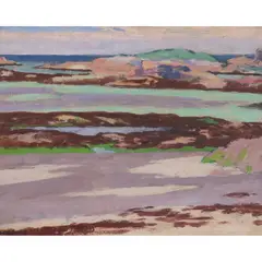 Francis Cadell, THE MACHAIR BAY, IONA (BAY AT THE BACK OF THE OCEAN), oil on board