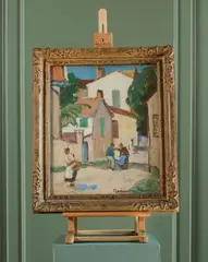 John Maclauchlan Milne, A STREET IN ST TROPEZ, oil on board