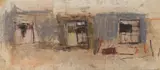 Joan Eardley, ROW OF WINDOWS, TOWNHEAD, Pastel and charcoal on three conjoined sheets
