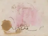 Joan Eardley, GIRL IN PINK SCRUBBING THE FLOOR, Pastel