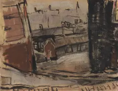 GLASGOW TOWNSCAPE by Joan Eardley, Charcoal and pastel, offered Jun 2025