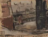 Joan Eardley, GLASGOW TOWNSCAPE, Charcoal and pastel